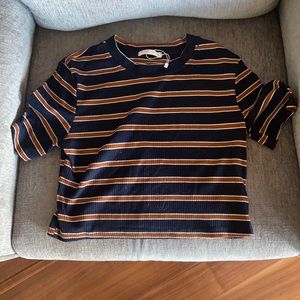 Black and brown, cropped, ROMWE shirt.